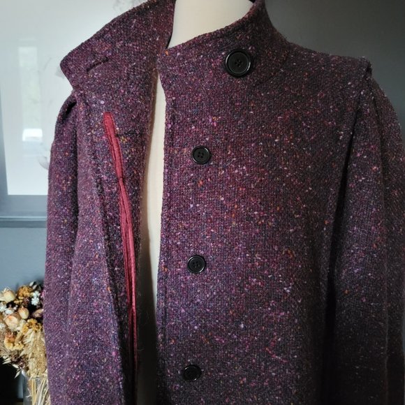 1980s C.A.P.R.I. Purple Bouclé Tweed Wool Coat XS/S-M - Picture 5 of 10